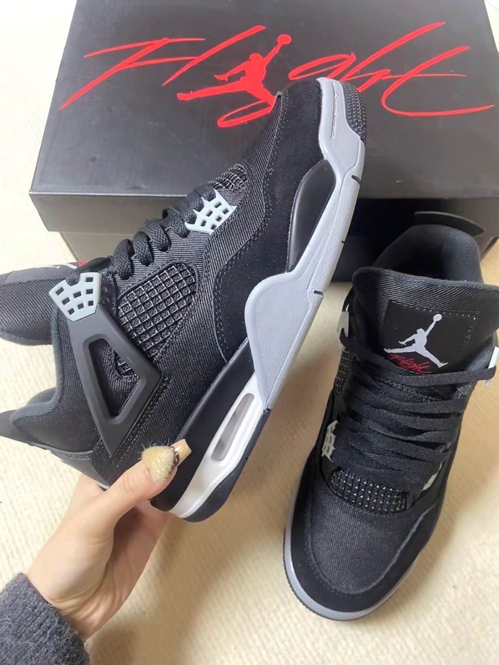 Jordan 4 Retro SE ‘Black Canvas’ -Men's Casual Sneakers Shoes - Picture 2 of 4